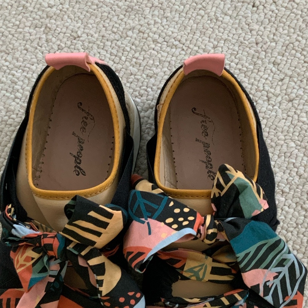 Free People Black Multicolor Espadrille Sneakers with Patterned Bow - Picture 3 of 7